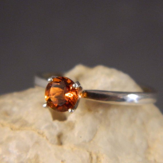 Fire Citrine and Sterling Silver Ring
